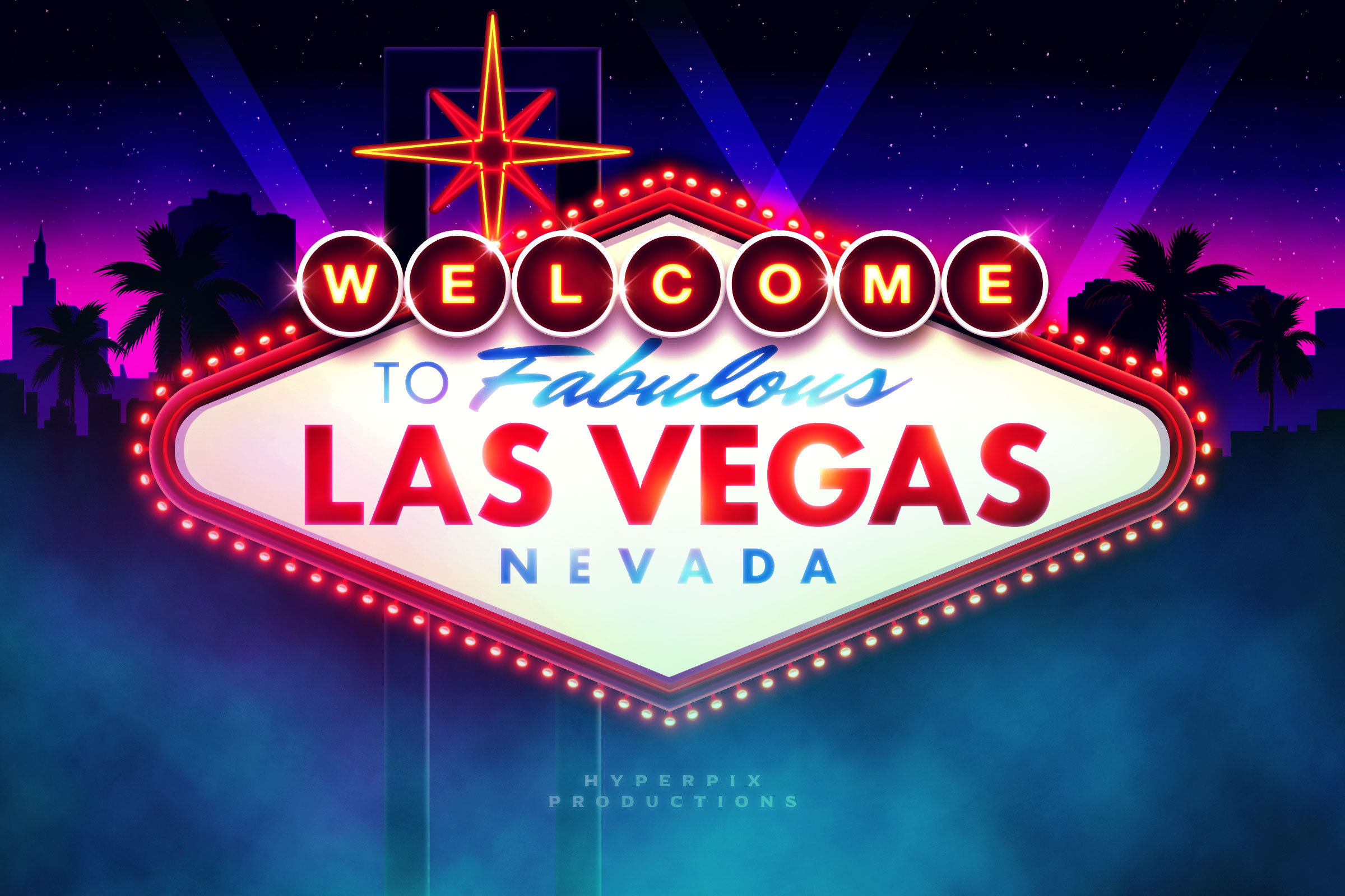 Welcome To Fabulous Las Vegas Sign Mockup PSD Template Hyperpix