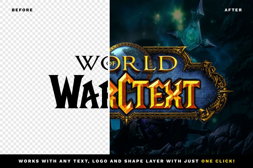 World of Warcraft Text Effect PSD Logo Style Mockup Template