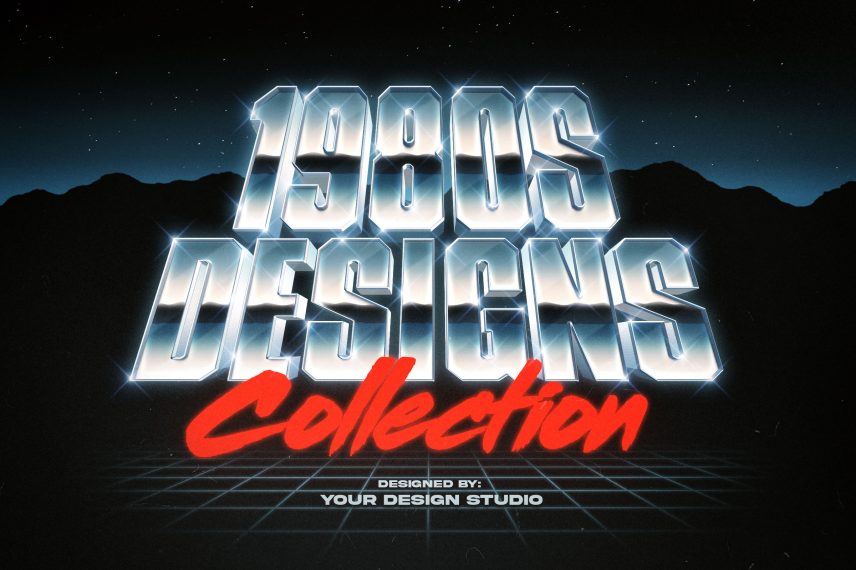 80s Chrome Text and Logo Effect PSD Template Vol.4