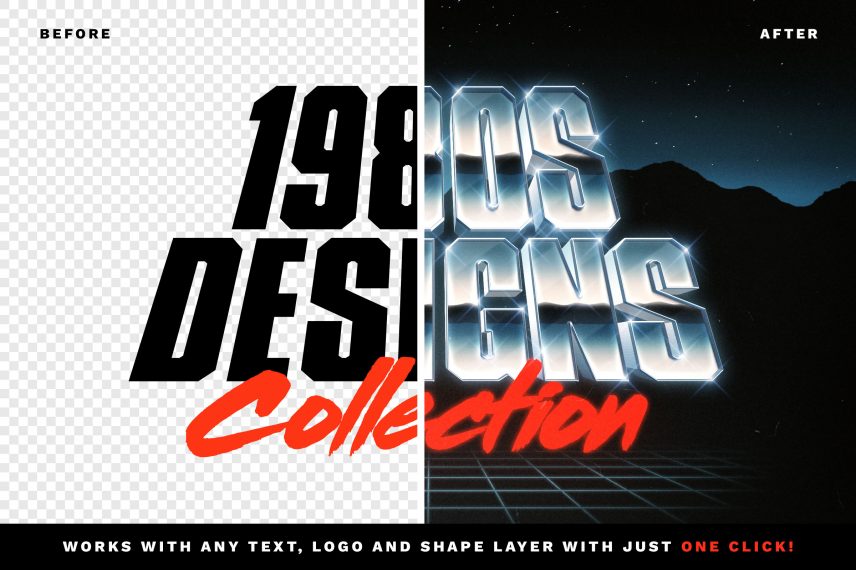 80s Chrome Text and Logo Effect PSD Template Vol.4