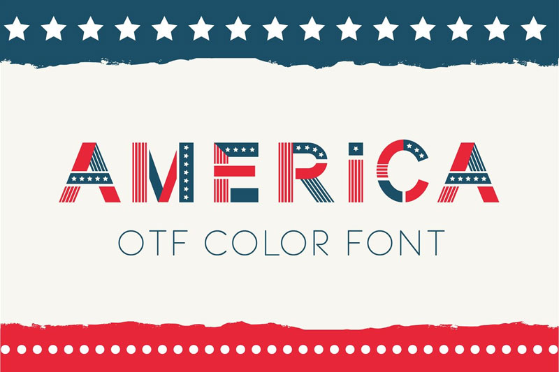 america otf color 4th of july and independence day font