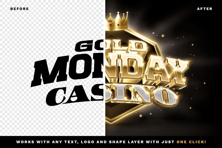 Casino / Nightclub Gold Bling Bling Logo and Text Effect PSD Template