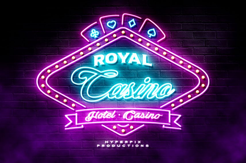 Casino / Nightclub Neon Sign Effect PSD Template | Hyperpix