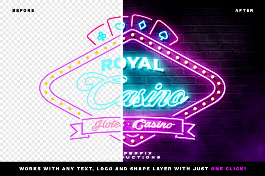 Casino / Nightclub Neon Sign Effect PSD Template