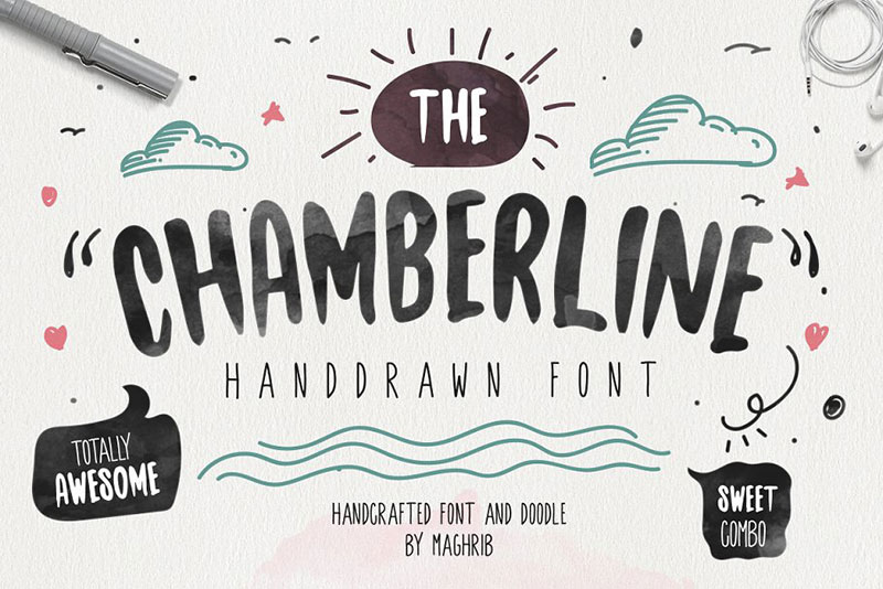 chamberline doodle vector doodle font