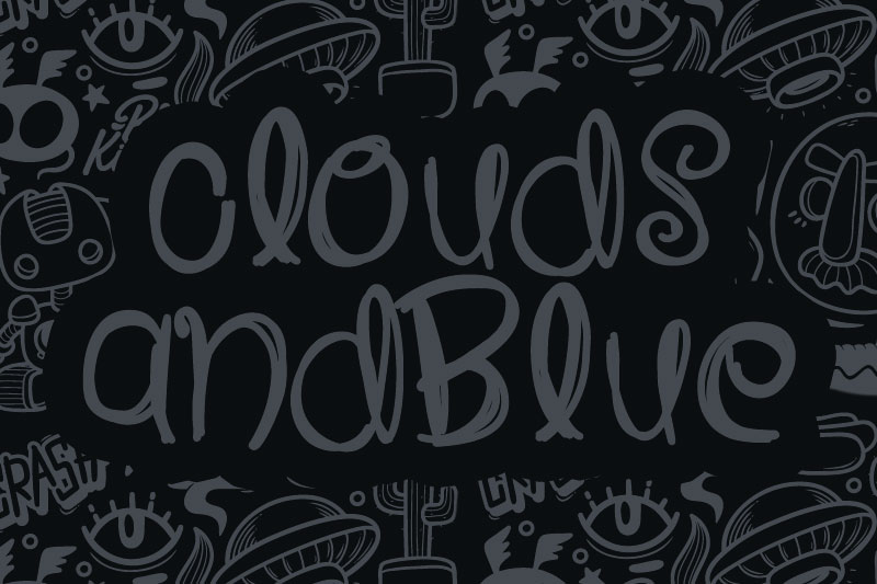 cloudsandblue doodle font