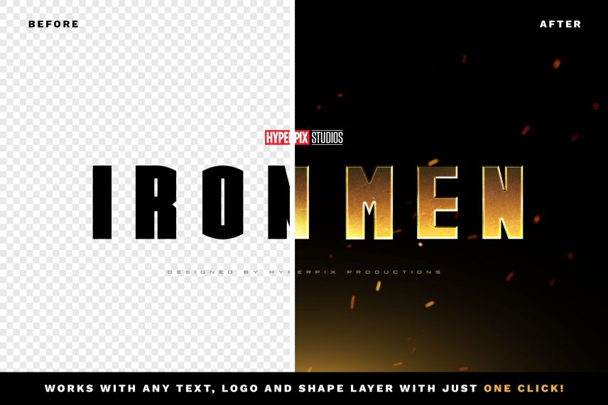 Iron Man 1 Text Effect PSD Logo Template