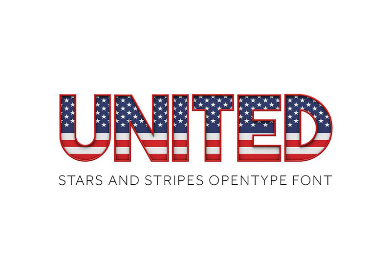 united stars stripes color 4th of july and independence day font
