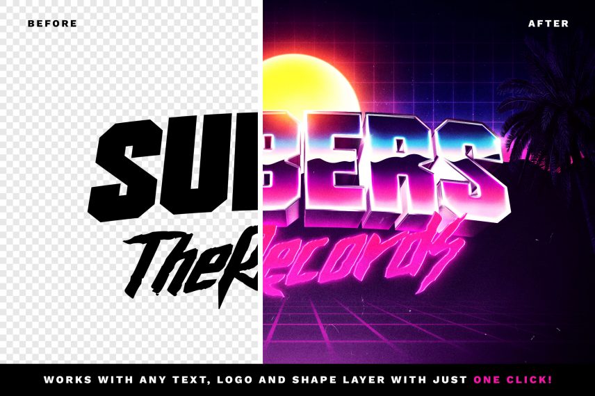 Vaporwave Text and Logo Effect Vol.3 PSD Template
