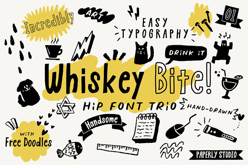 whiskey bite hip doodle font