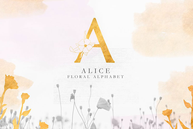 floral alphabet alice flower font