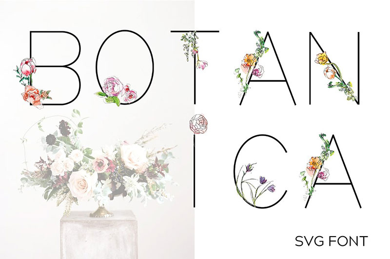 flower watercolor flower font