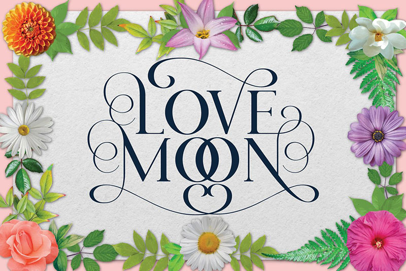 love moon variable flower font