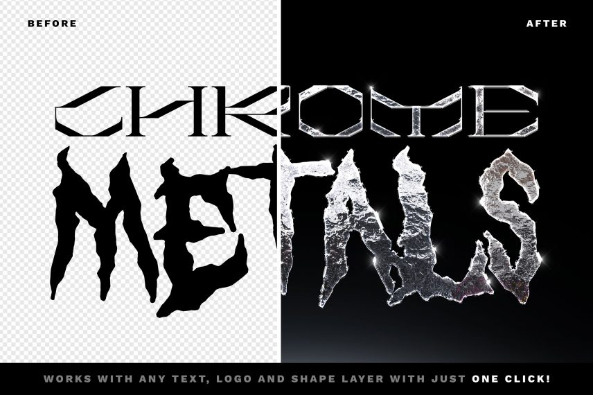 Metal Chrome Text Effect Vol.3 PSD Text Style