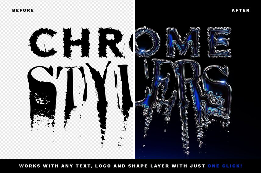 Metallic Chrome Text Effect Vol.8 PSD Template