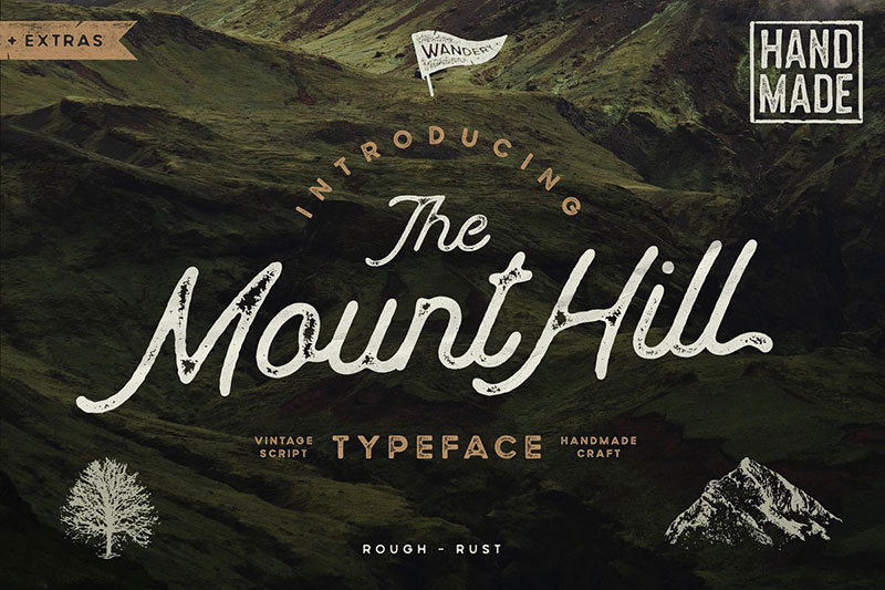 mounthill vintage script extras outdoor font