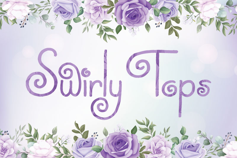 swirly tops flower font