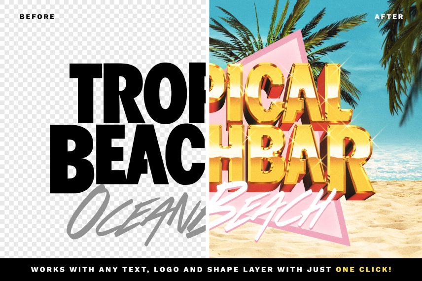 80s Summer and Beach Text Effect PSD Template