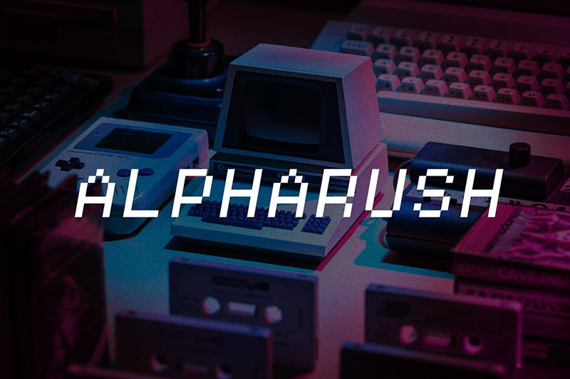 alpharush retro game 8 bit font