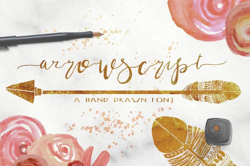 ArrowScript Font Watercolor Bonus