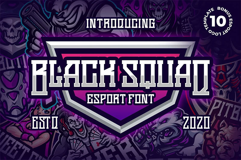black squad esport gaming font