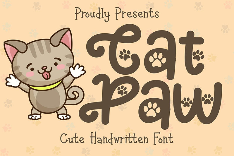 cat paw display animal font
