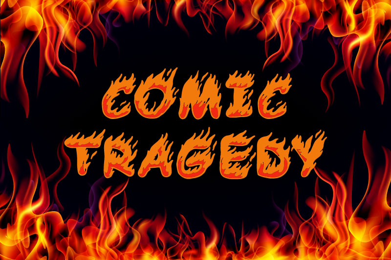 comic tragedy fire and flame font