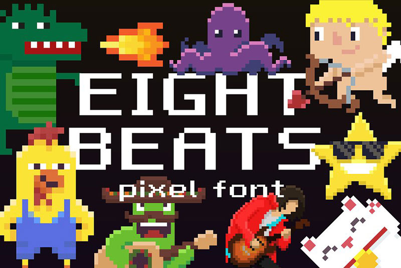 eight beats pixel 8 bit font
