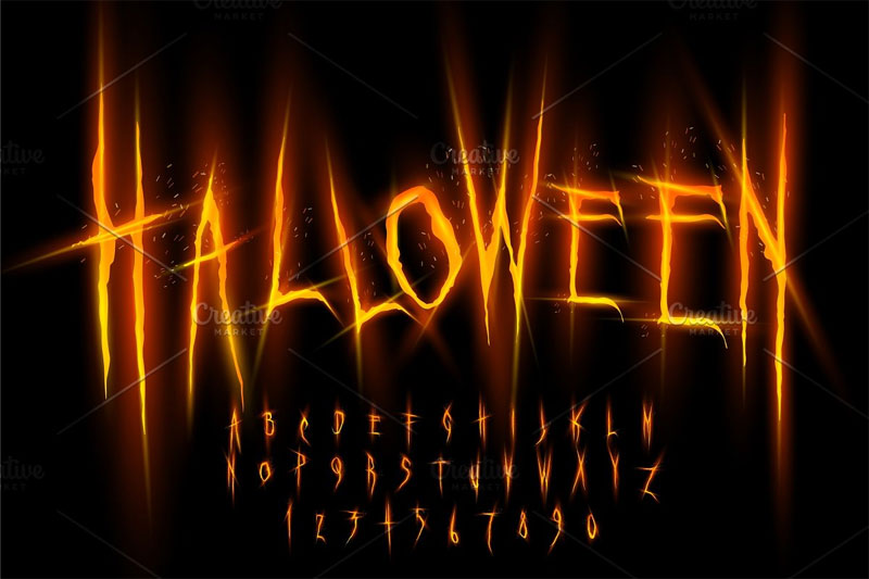 halloween fire and flame font