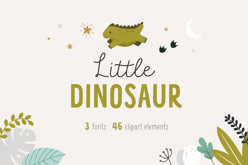 little dinosaur cute animal font