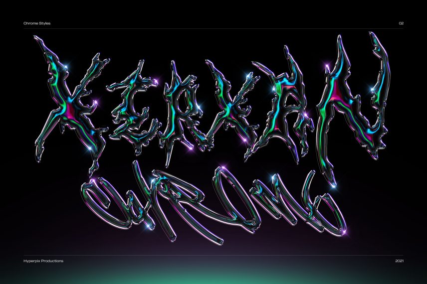 Metallic Chrome Text Effect Vol.10 PSD Template