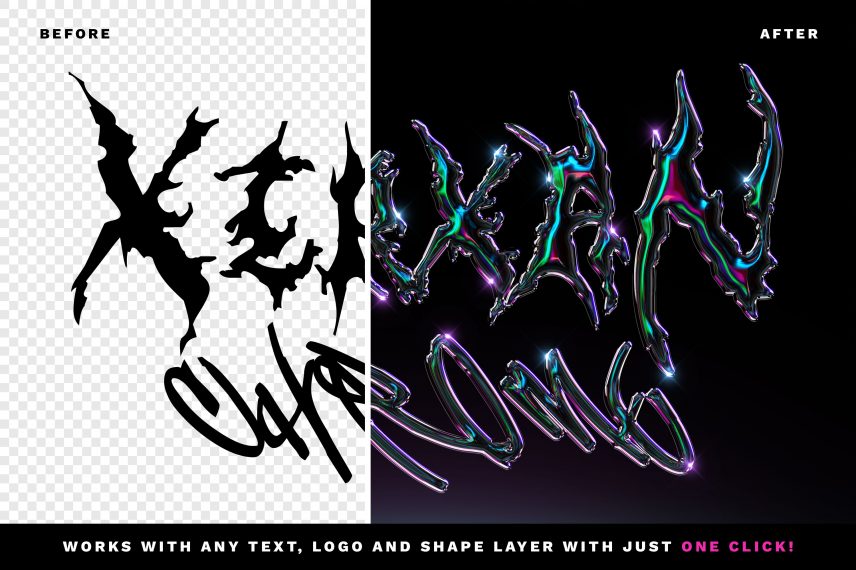 Metallic Chrome Text Effect Vol.10 PSD Template