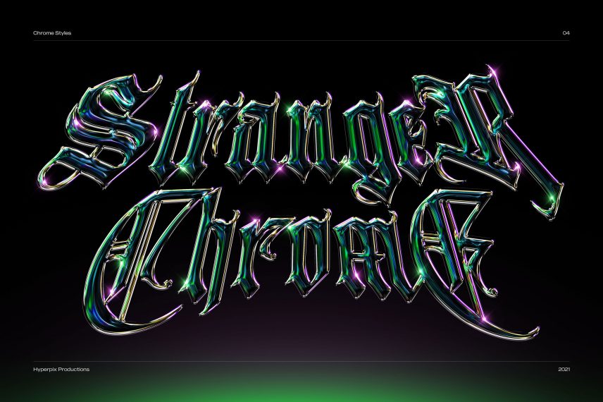 Metallic Chrome Text Effect Vol.11 PSD Style Template