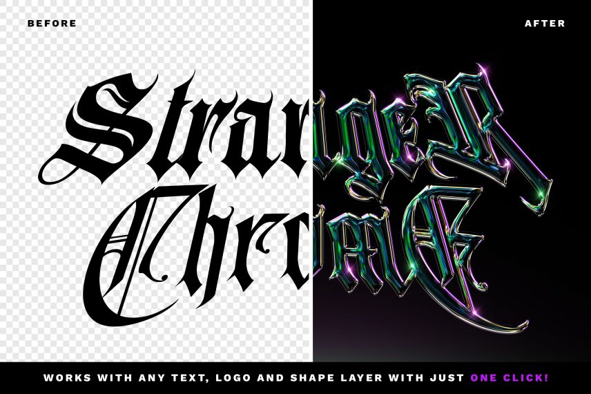 Metallic Chrome Text Effect Vol.11 PSD Style Template