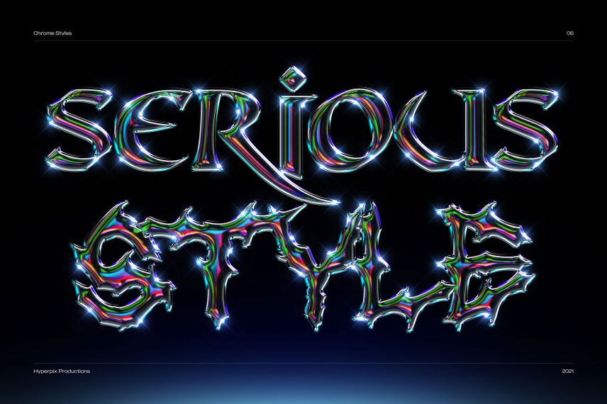 Metallic Chrome Text Effect Vol.12 PSD Style Template