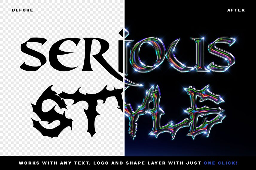 Metallic Chrome Text Effect Vol.12 PSD Style Template