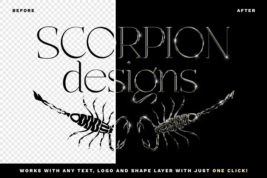 Metallic Chrome Text Effect Vol.9 PSD Template