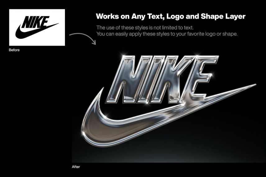 Nike Logo Chrome Text Effect Vol.13 PSD Template