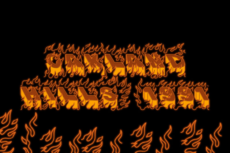 oakland hills 1991 fire and flame font