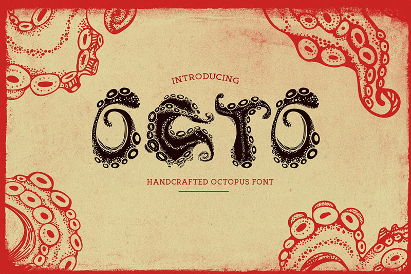 octo handcrafted octopus ocean font
