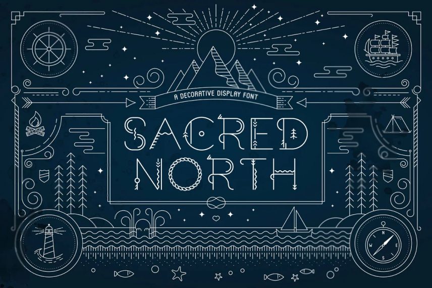Sacred North Display Nautical Font Extras