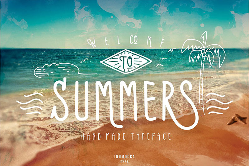 summers typeface bonus vector ocean font