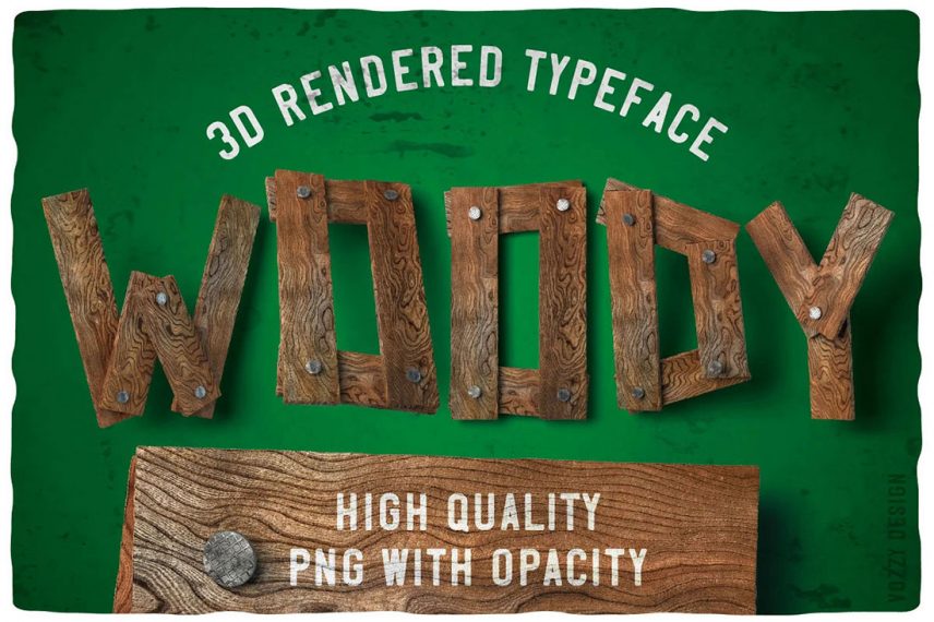 Woody 3d Font