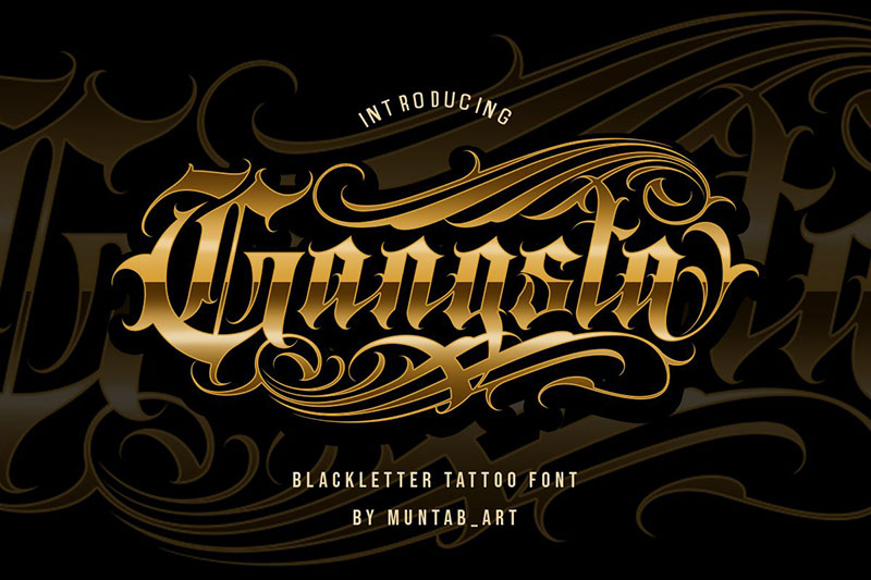 gangsta typeface tattoo font
