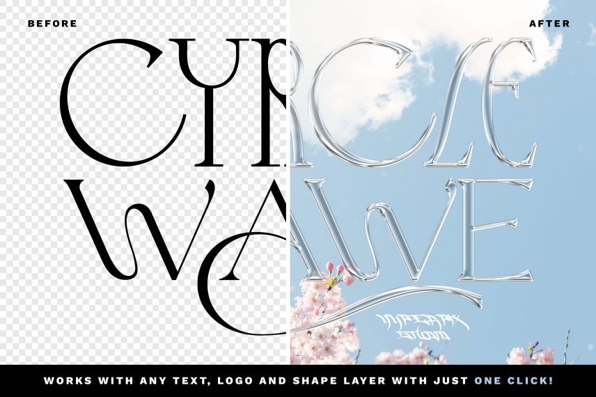 Glass Chrome Text Style PSD Template