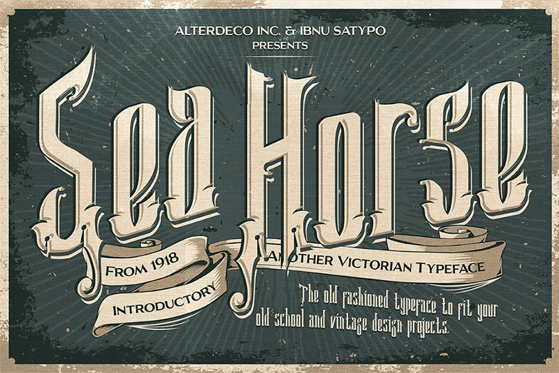 sea horse typeface victorian font