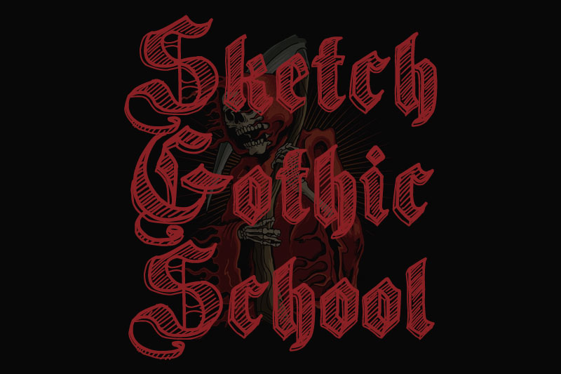 sketch gothic school tattoo font