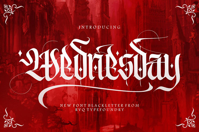 the wednesday tattoo font