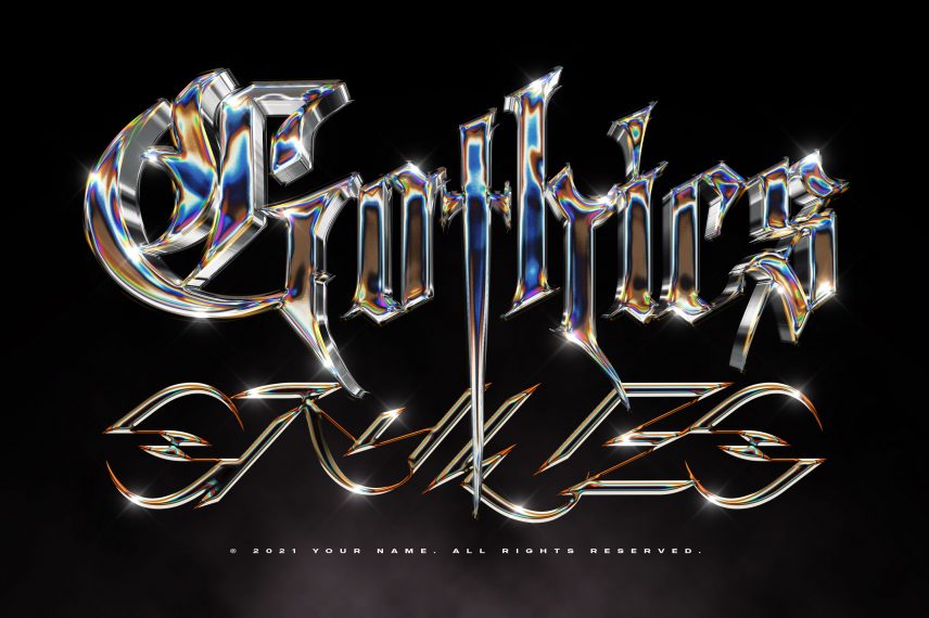3D Iridescent Chrome Text Effect