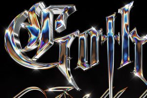 3D Iridescent Chrome Text Effect PSD Template